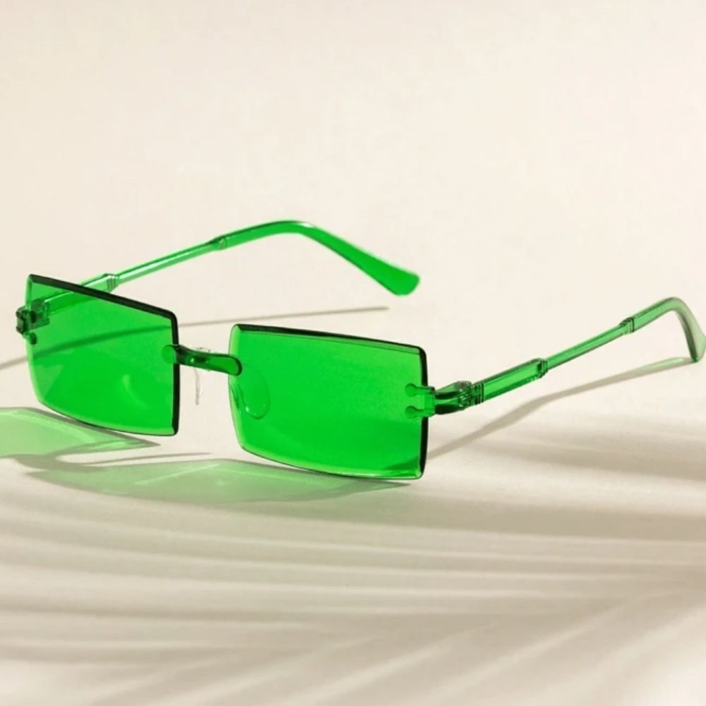 Unisex Stylish Green Rectangle Sunglasses